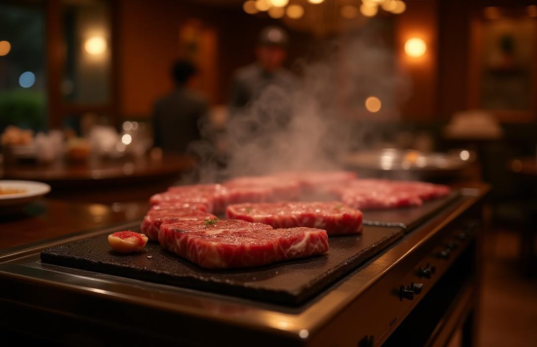 Elegant grilling setup in luxury ambiance