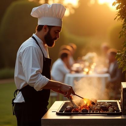 Personal chef grilling at a sophisticated outdoor event