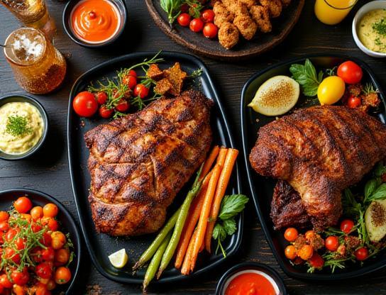 Assortment of signature grilled platters with side dishes
